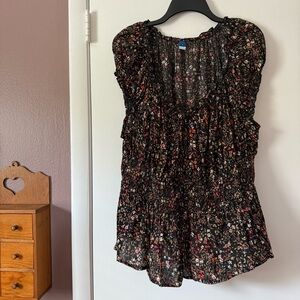 Old Navy Black Floral Blouse